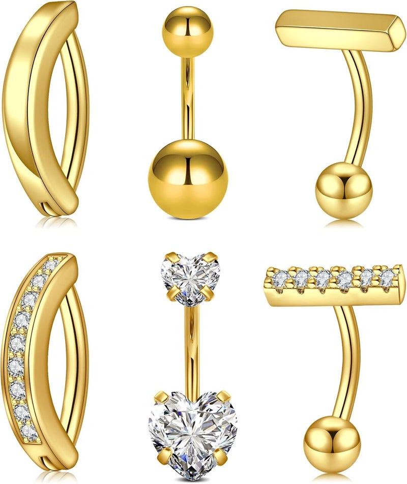 QWALIT Belly Button Rings 14G Surgical Steel Belly Rings CZ Opal Navel Piercing Jewelry for Women Girls 3/8" 10mm Silver Rose Gold - Image 1